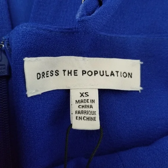 NWT! Dress The Population Micaela Electric Blue 💙 Sheer Inset Body-Con Dress XS - Picture 11 of 16
